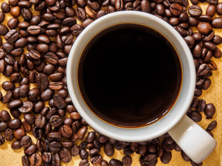 top view of espresso coffee cup