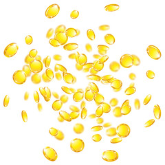 Coins on white background isolated object abstract