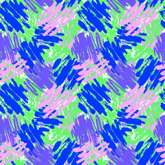 Fototapeta premium Seamless repeating textile ink brush strokes pattern in doodle grunge texture style.