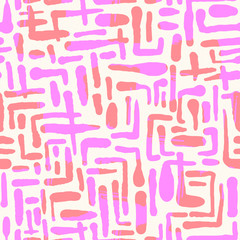 Seamless repeating textile ink brush strokes pattern in doodle grunge texture style.