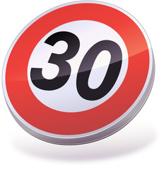 Panneau de limitation de vitesse à 30 (3D)