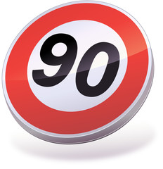 Panneau de limitation de vitesse à 90 (3D)