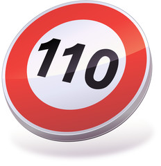 Panneau de limitation de vitesse à 110 (3D)