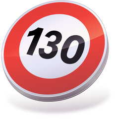 Panneau de limitation de vitesse à 130 (3D)