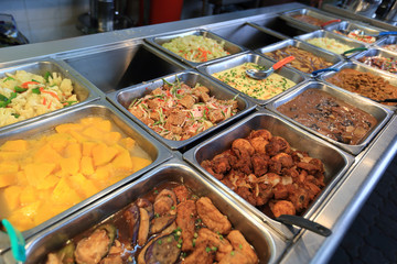Chinese fast food buffet food in restaurant