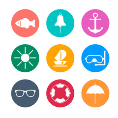 set of flat vector icons for summer travel