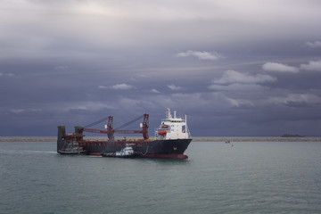 Ship or vessel in the mid sea