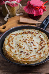 Stack of yeast pancakes.