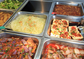 Chinese fast food buffet food in restaurant