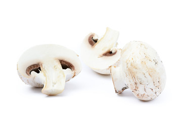  Fresh champignon mushrooms isolated on white background