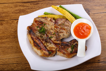 Grilled pork steak