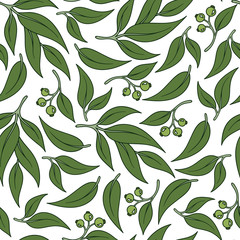 Seamless green leaf pattern.