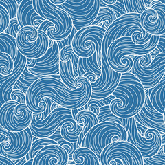 Fototapeta na wymiar Seamless abstract hand-drawn waves pattern