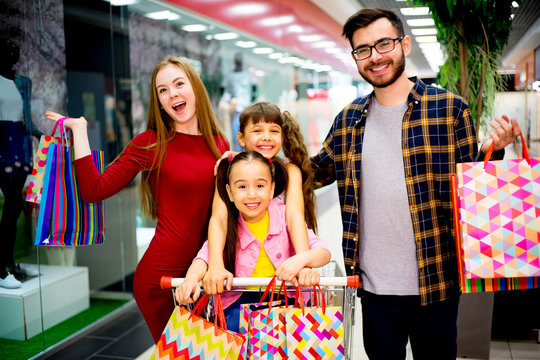 Happy family shopping