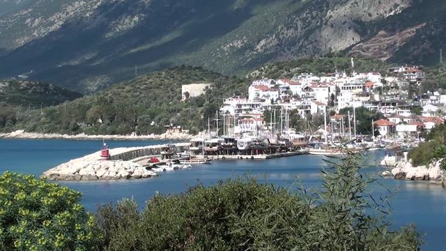 seaside town and lighthouse sea view