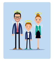 Ideal family icon. Mother, father and child. Parenting. Vector