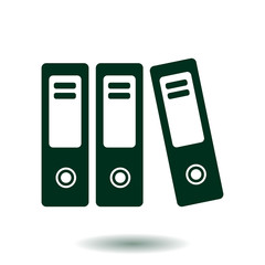 Office folders with papers and documents. Archives folder icon. 