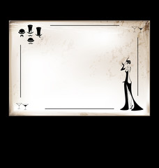 vintage card with drinking lady