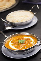 Paneer Butter Masala (Indian Cheese) and Rice 