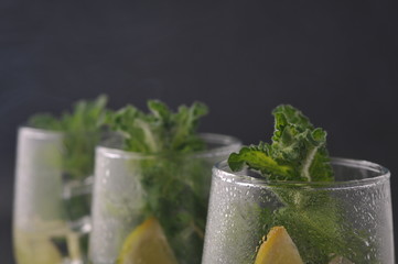 Mojito cocktail with lime and mint