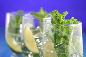 Mojito cocktail with lime and mint