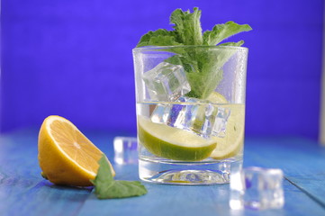 Mojito cocktail with lime and mint