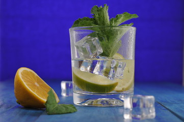 Mojito cocktail with lime and mint