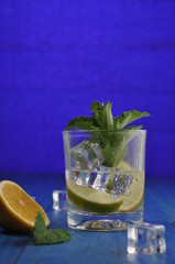 Mojito cocktail with lime and mint