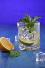 Mojito cocktail with lime and mint