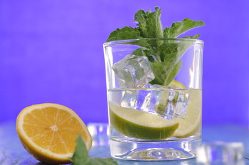 Mojito cocktail with lime and mint