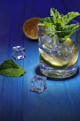 Mojito cocktail with lime and mint
