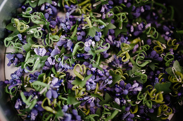 many blue flowers for decoration bouquets