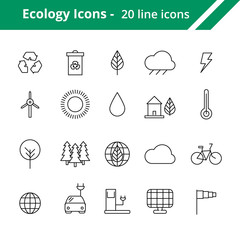 Ecology and weather Line Icons