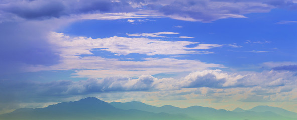 Panorama skyscape with mountain