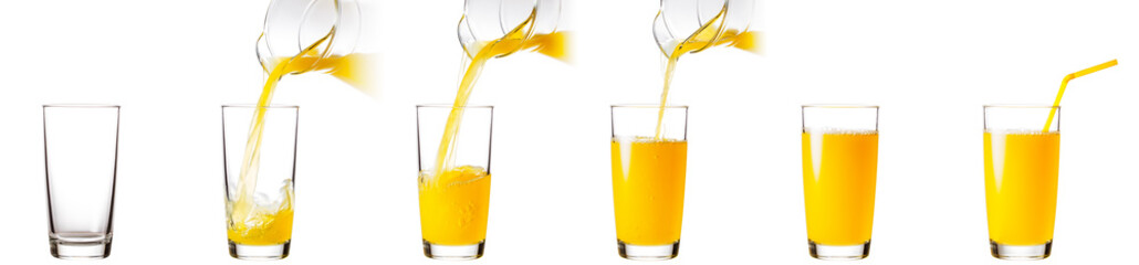 Process of pouring orange juice into a glass - 158646906