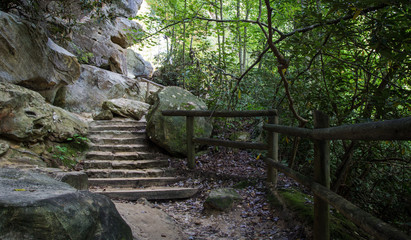 Kentucky Hiking Trail. Hiking trail through the rocky terrain of eastern Kentucky's Natural Bridge...