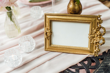 Golden vintage frame in baroque style, space for text.