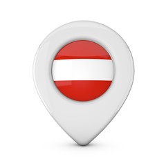 Austria flag location marker icon. 3D Rendering