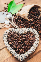 Coffee beans. Coffee beans in the form of heart
