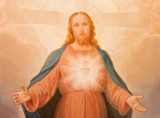 TURIN, ITALY - MARCH 14, 2017: The painting of Sacred Heart of Jesus in church Chiesa di Santa Maria della Consolazione by Luigi Guglielmino (1885 - 1962). © Renáta Sedmáková