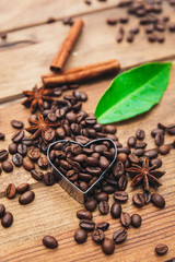 Coffee on grunge wooden background