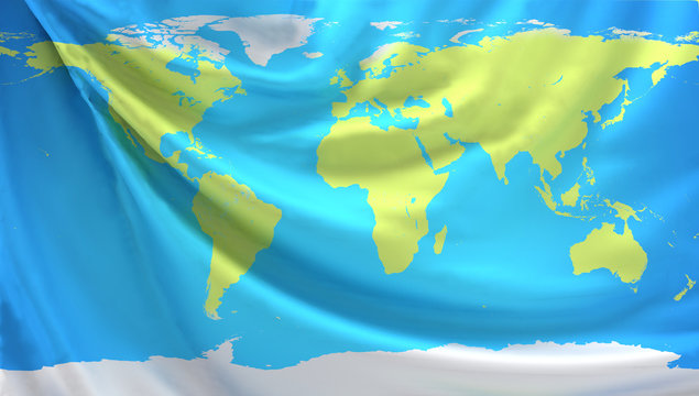 world map flag 3d rendering. Elements of this image furnished by NASA.