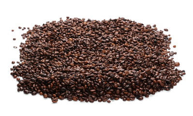 pile coffee beans isolated on white background