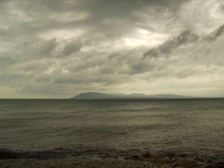 The sea in cloudy weather