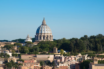 Fototapeta na wymiar Rome cityscape with St Peter dome