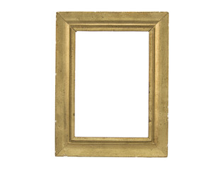 old wooden frame on the isolated white background