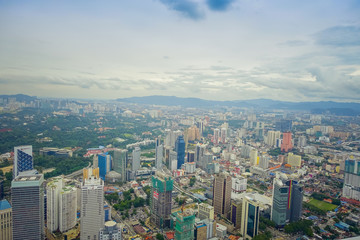 Beautiful view of Kuala Lumpur from Menara Kuala Lumpur Tower, a commmunication tower and the highest viewpoint in the city that is open to the public