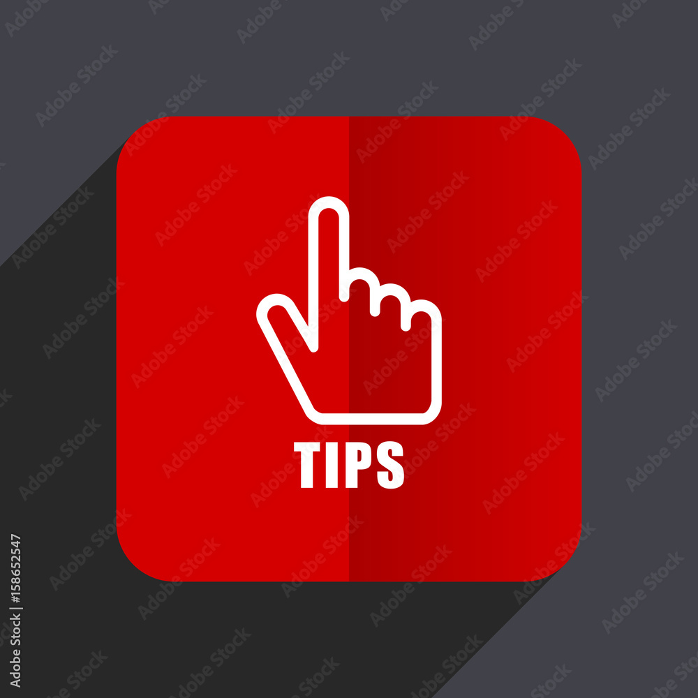 Leinwandbilder tips flat design web vector icon. red square sign on gray background in eps 10.