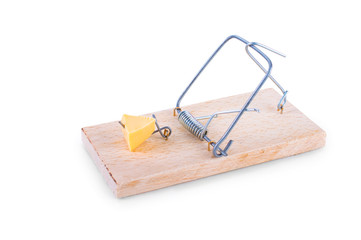 Mousetrap on a white background
