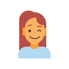 Profile Icon Female Emotion Avatar, Woman Cartoon Portrait Happy Smiling Face Winking Vector Illustration